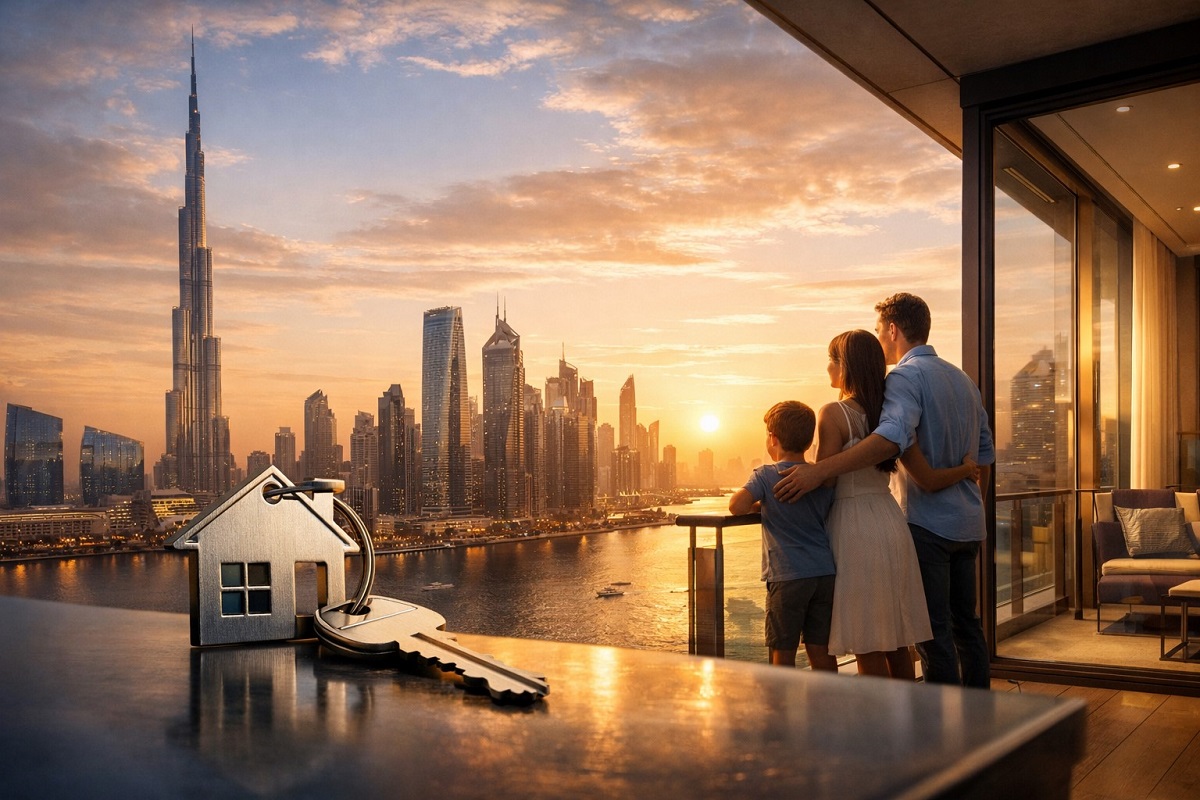 Rent vs Buy in Dubai – modern Dubai skyline symbolizing financial security and home ownership decision for families in 2026