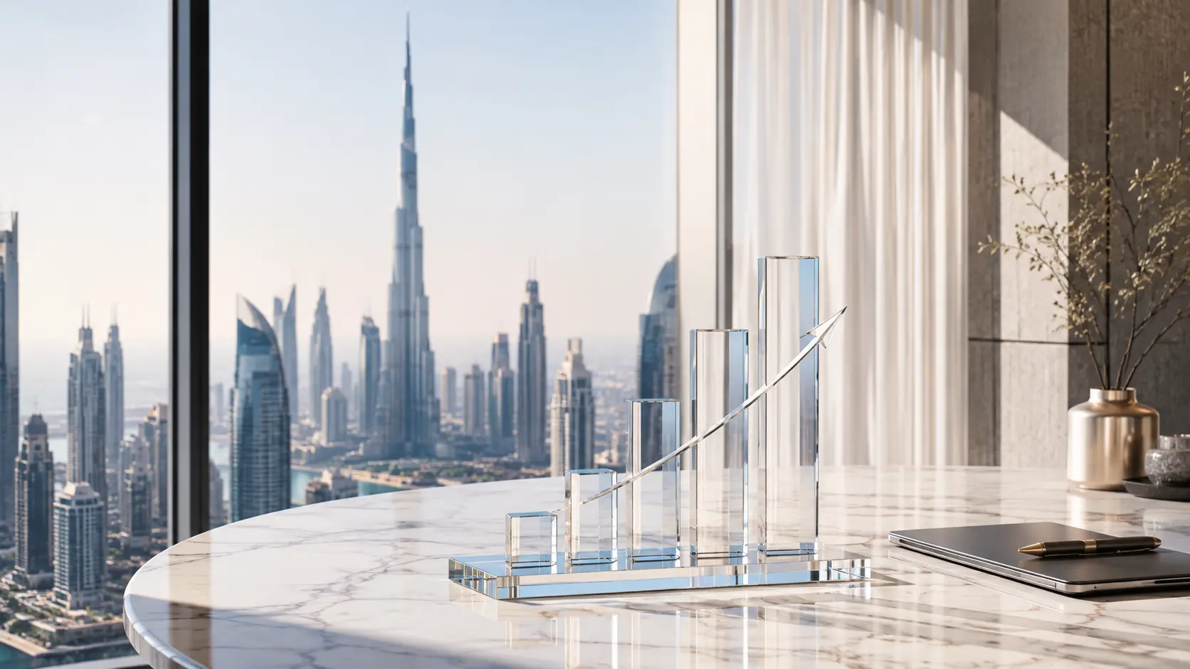 Dubai Property Market Resilience: How the UAE Economy Protects Your 2026 Investment 1 Sleek real estate growth chart highlighting Dubai property market resilience 2026 and investment yields.