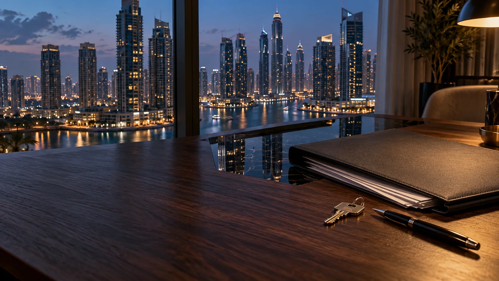Key folder and Dubai skyline